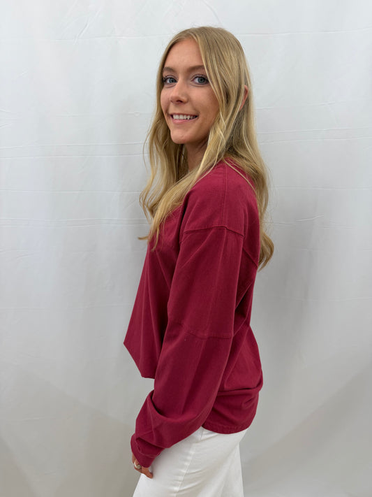 RDG62400SLD Royce Long Sleeve Oversized Stadium Tee Garnet