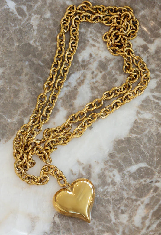 Chansutt Pearls XL Heart Wrap Around Necklace 18k Plated Stainless Steel Water Resistant