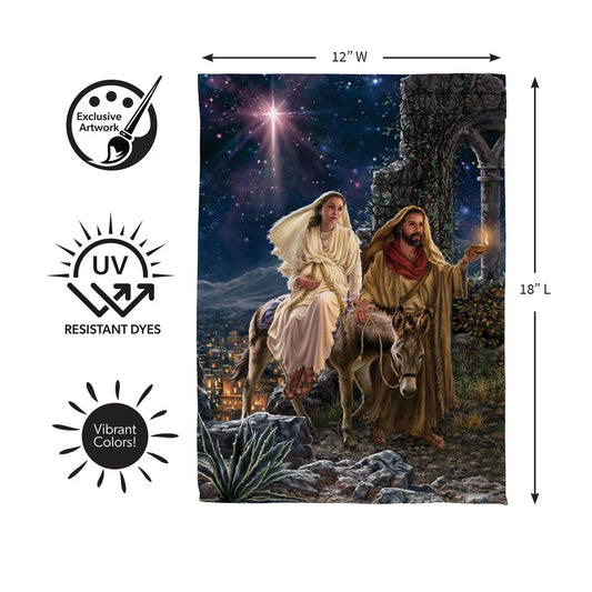 SXY4BGF26 Evergreen Journey to Bethlehem Suede Garden Flag 0