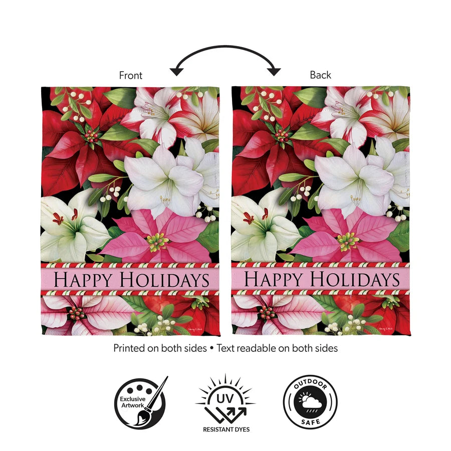 SXNS8GF26 Evergreen Blooming Winter Suede Garden Flag 0