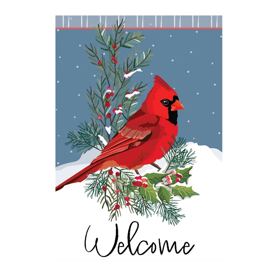 APCZBGF26 Evergreen Winter Night Cardinal Applique Garden Flag 0