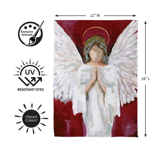 SXBPXGF26 Evergreen Praying Angel Suede Garden Flag 0