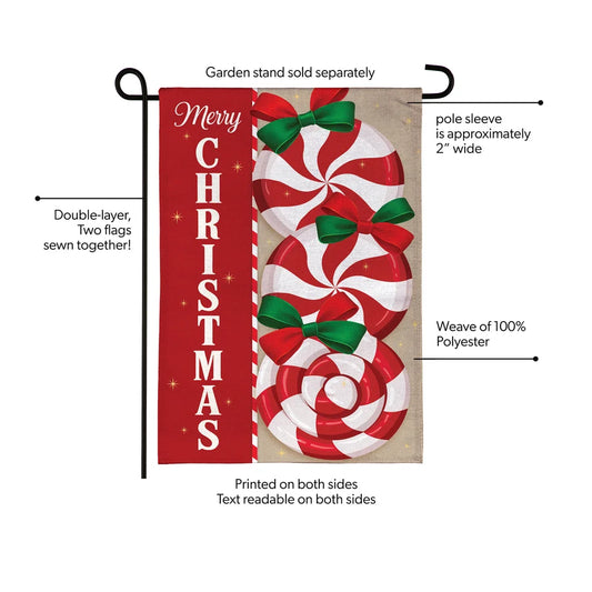 BFXKCGF26 Evergreen Peppermint Wishes Burlap Garden Flag 0