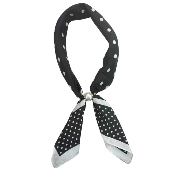 NK7115AA Black & White Dot Scarf Necklace