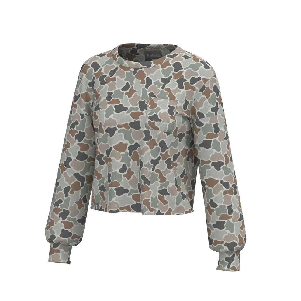 Local Girl Revive Crewneck in Forest Camo Flora