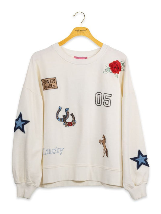 PP-0226-SWTSH-EMB-WEST Simply Southern Women's Western Embroidery Sweatshirt 0
