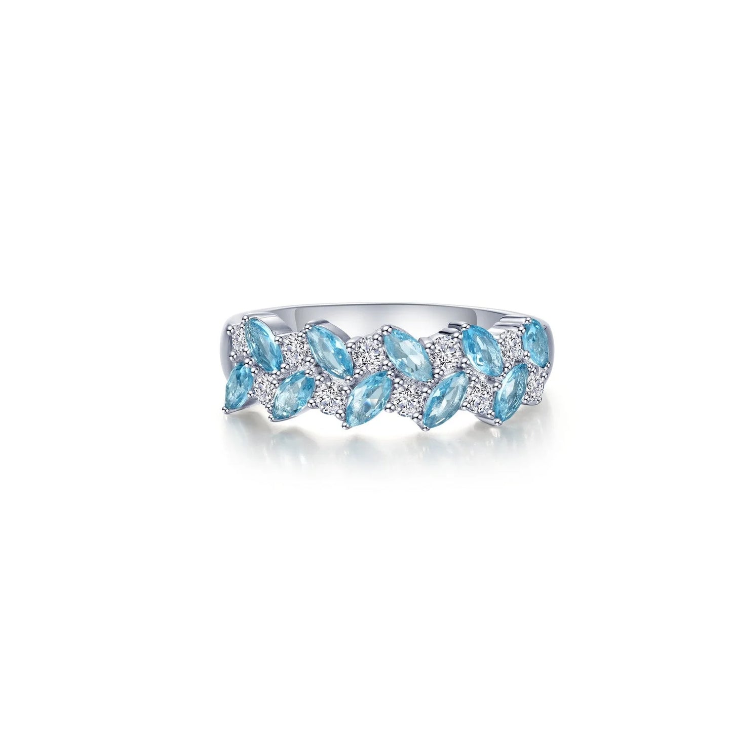 R0548BTP Lafonn Sterling Silver SIM BLU TOPZ 1.21CTW Blue Leaf Canopy Ring