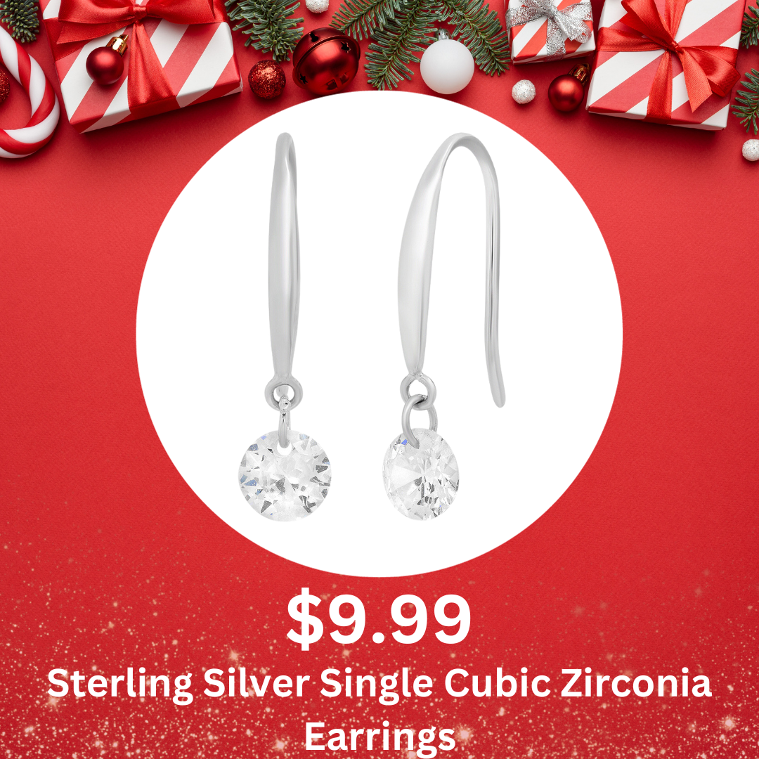 Sterling Silver 5mm Pierced Cubic Zirconia Earrings