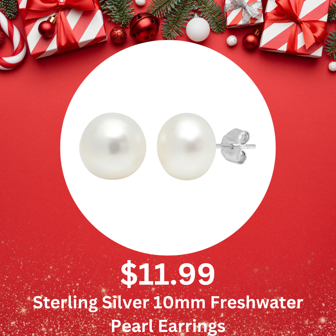 Sterling Silver 10mm Freshwater Pearl Earrings