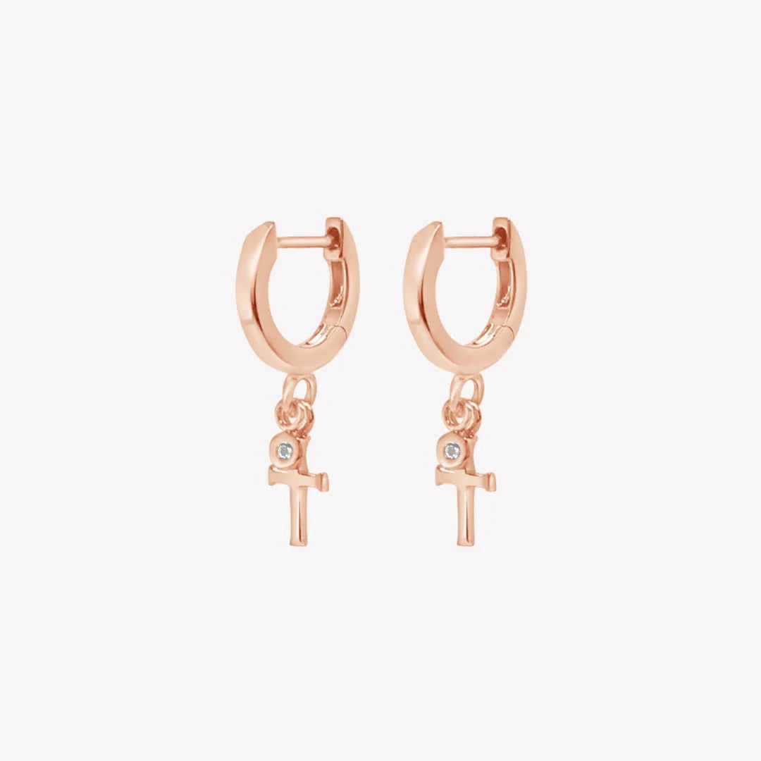 29001 RIZEN Calvary Cross Huggie Hoop Earrings