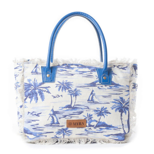 St. Tropez Tote Bag in White & Sky Blue