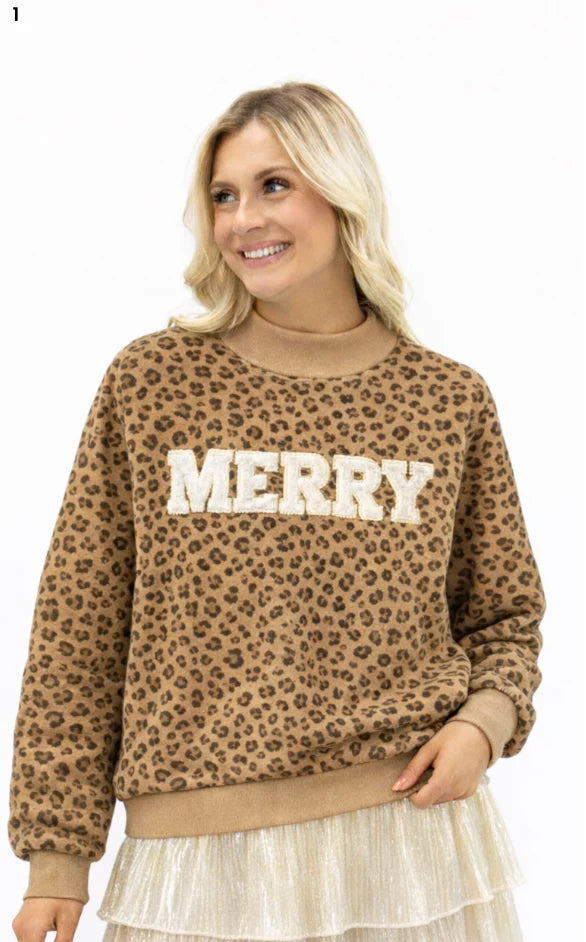 5558 Grace + Emma "Merry" on Leopard Mock Neck Top 0