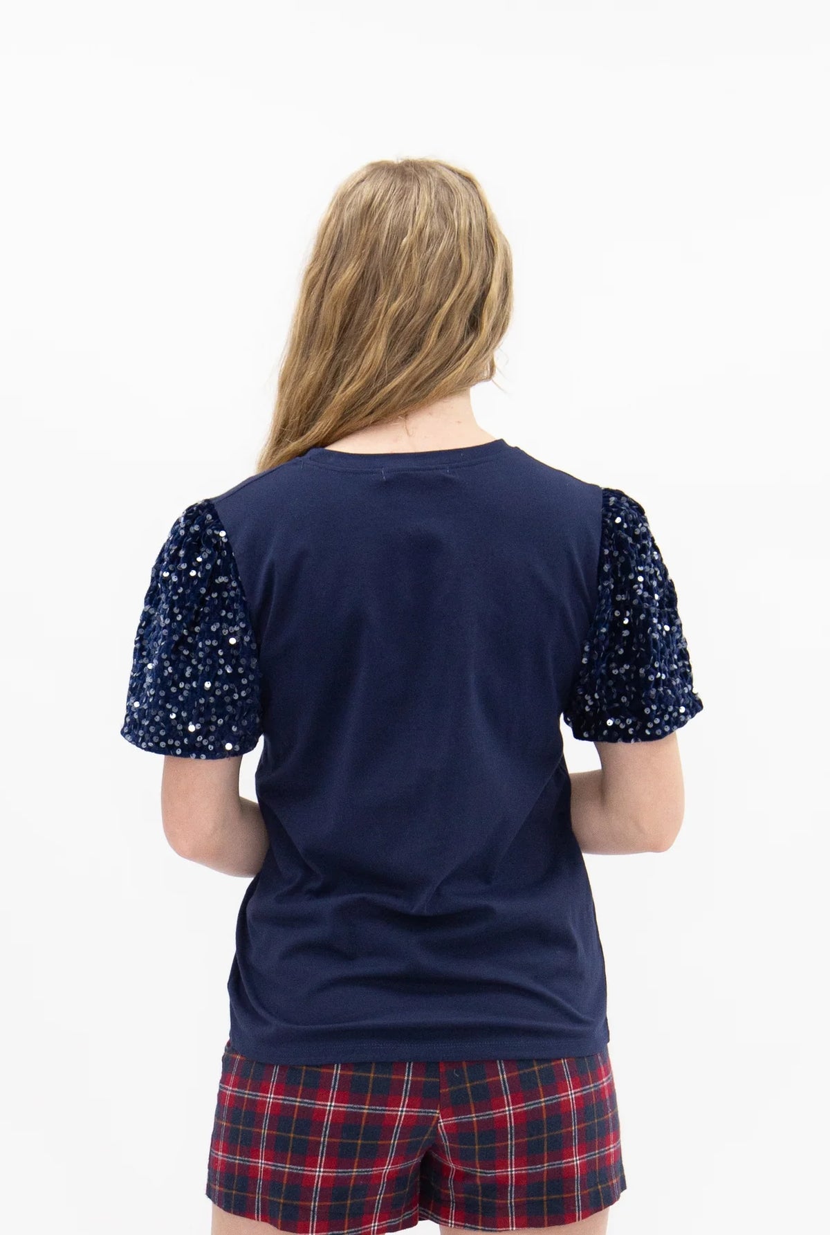 7877B-ST Grace + Emma Festive Forest on Princess Top Navy Blue 0