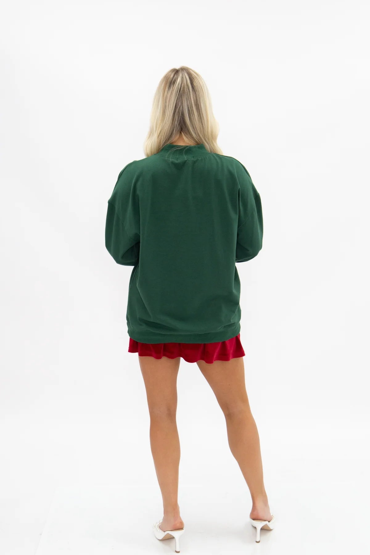 5525 Grace + Emma Chenille Jolly on Green Long Sleeve Top with Varsity Stripe 0