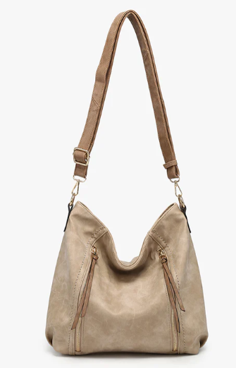 M2744-WGY.BR Jen & Co Mina Hobo Bag Warm Grey/Brown