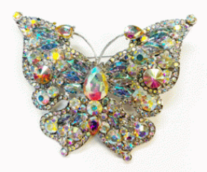 06536 Gold Tone AB Stone Large Butterfly Brooch