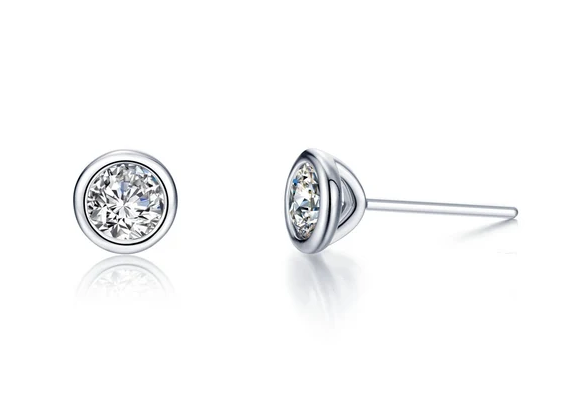 E0583CLP Lafonn Sterling Silver 2.0CTW Lassaire Stone Bezel Set Stud Earrings 0