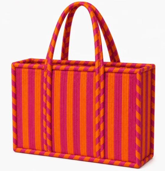 MTB386 Mini Quilted Tote Pink/Orange Stripe 0
