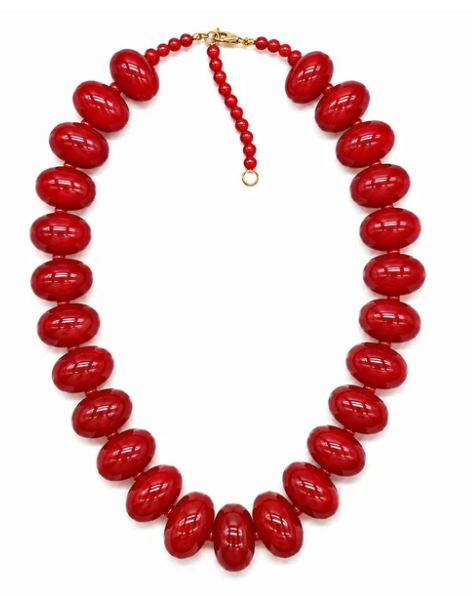NK1301RD Color Pop Statement Beaded Necklace Red 0