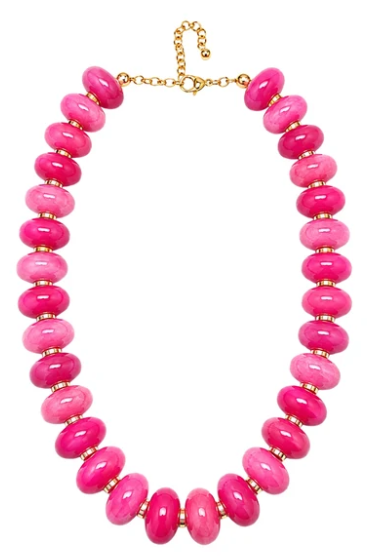 NK1303BPK Large Beaded Candy Necklace Hot Pink 0