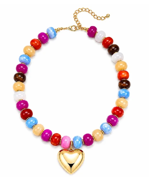 NK1306MLT Clementine Heart Statement Necklace Multicolored 0