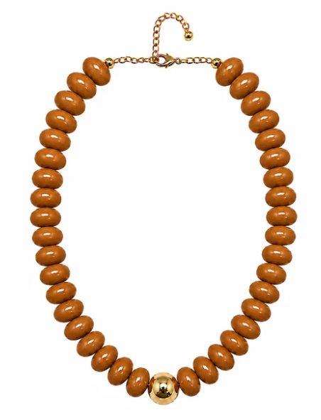 NK1304CB Game Day Candy Beaded Necklaces Camel Brown 0