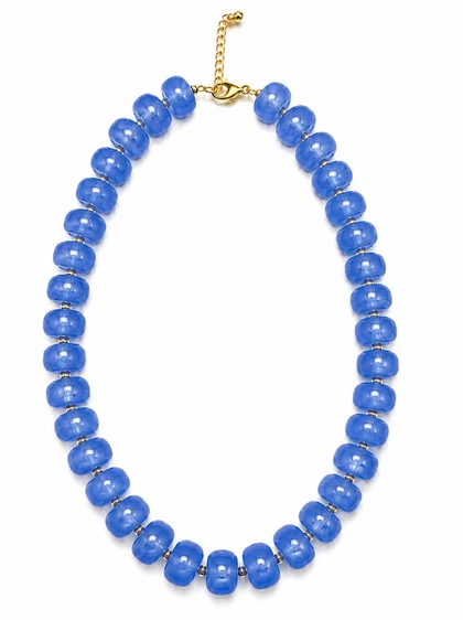 NK1302BL Luxe Marbled Beaded Candy Necklace Light Blue 0