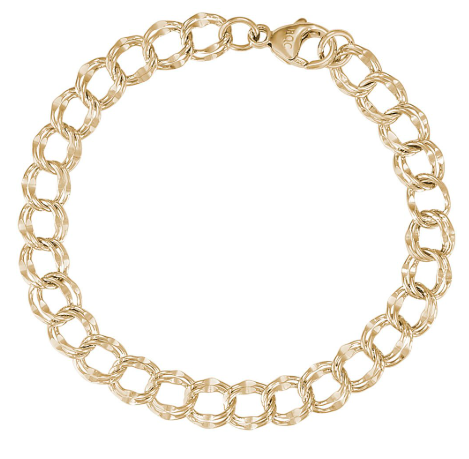20-0118-008 Rembrandt Gold Plated Sterling Silver Large Double Link Dapped Curb Classic Bracelet