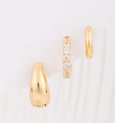 73035 Michelle McDowell Hayden Luxe Earrings 3 Piece Set 18K Yellow Gold Plated 0