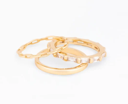 78542 Michelle McDowell Georgia Ring 3 Piece Set 18K Gold Plated 0
