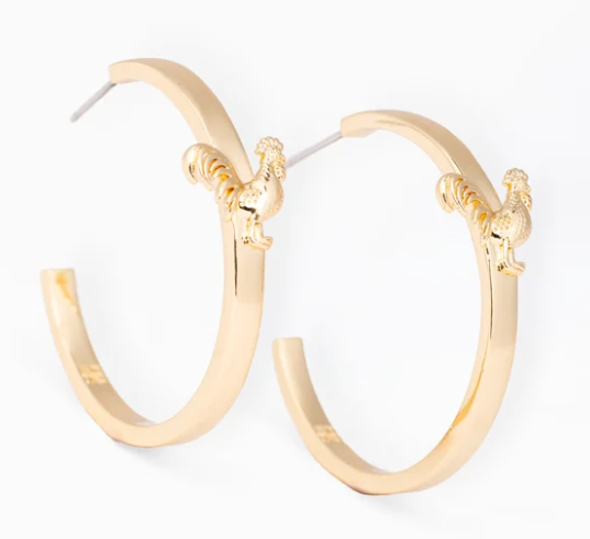 75605 Michelle McDowell Eloise Rooster Gold Tone Earrings 0