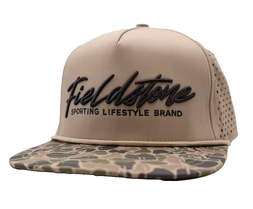 RH-287 Fieldstone Backwoods Camo Bill Full Logo Performance Hat 0