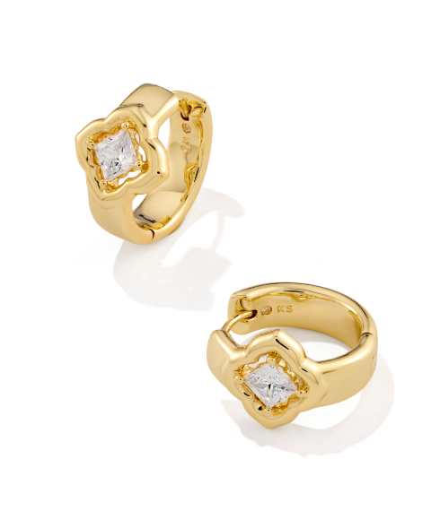 9608805660 Kendra Scott Mallory Crystal Huggie Gold Tone Earrings 0