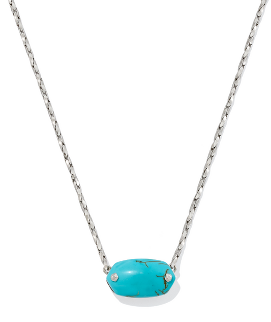 9608805641 Kendra Scott Elisa Riveted Pendant Necklace Rhodium Variegated Turquoise 0