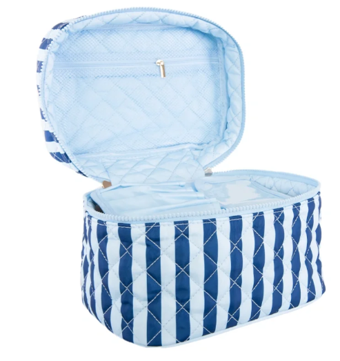 KDC-MB-113_LBL_NVY Katydid Light Blue & Navy Striped Make Up Bag 0