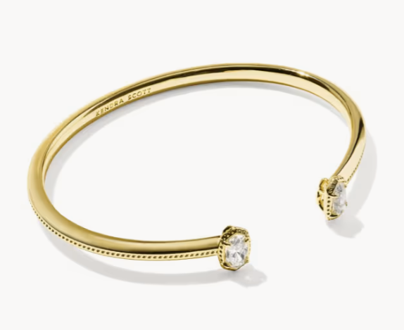 9608806899 Kendra Scott Mini Elton Luxe Cuff Bracelet Gold Tone Metal White CZ 0