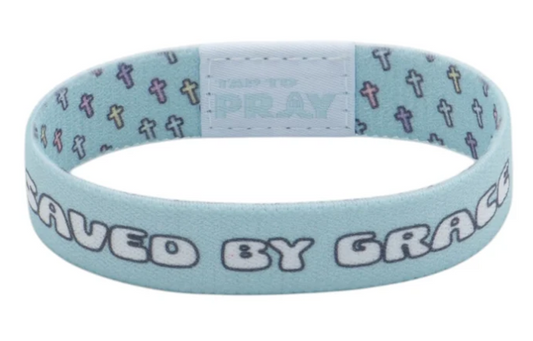 100-854 Tap to Pray Wristband - Crosses Saved By Grace 0