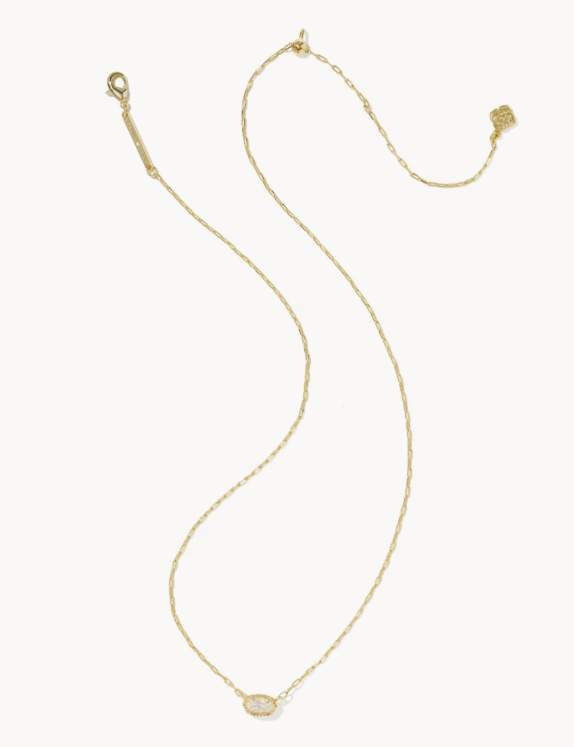 9608806881 Kendra Scott Mini Elisa Luxe Pendant Necklace Gold Tone White CZ 0