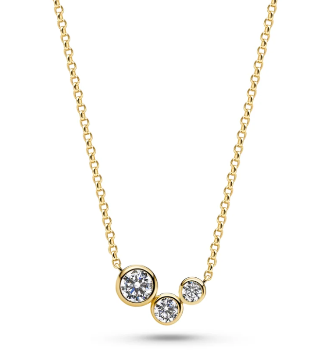 19727 Sif Jakobs 18K Gold Plated Sterling Silver CZ Sardinien Tre Necklace 0