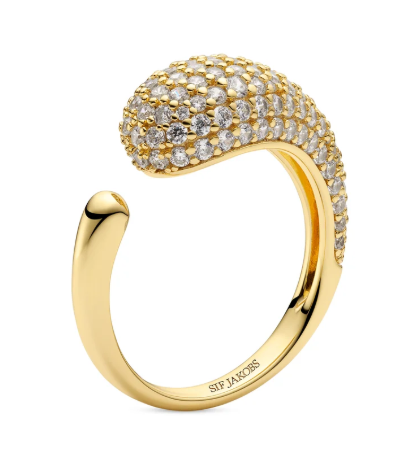 19181 Sif Jakobs 18K Gold Plated Sterling Silver CZ Goccia Piccolo Ring 0
