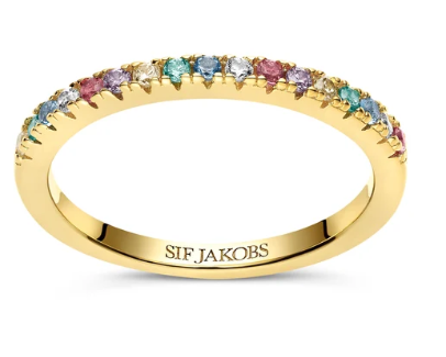 15458 Sif Jakobs 18K Gold Plated Sterling Silver Multi Colored CZ Ellera Ring 0
