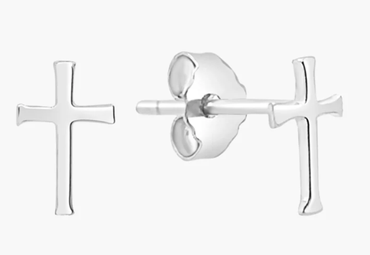 290001SS Rizen Sterling Silver Cross Mini Stud Earrings 0