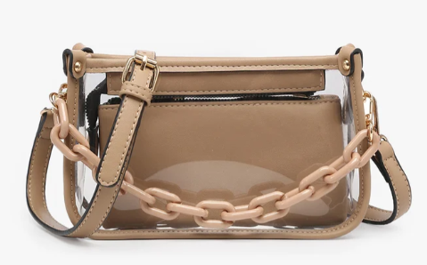 M2226CR-TP Jen & Co. Jessica Clear Crossbody in Taupe 0