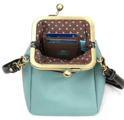 863BC1 Chala Kisslock Cellphone Crossbody - Black Cat - Blue 0