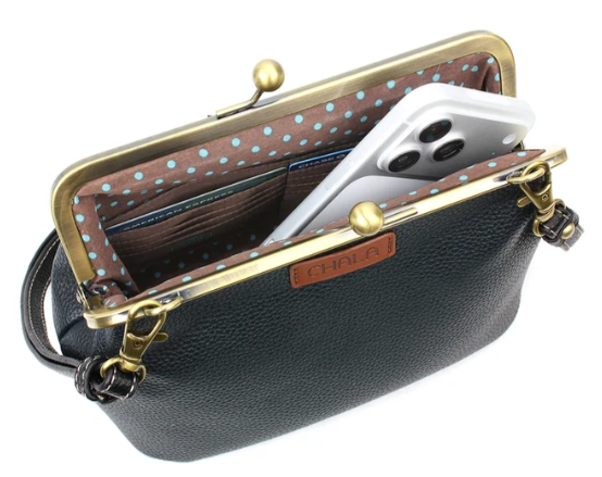 864BBF1 Chala Kisslock Crossbody Purse - Blue Butterfly - Navy 0