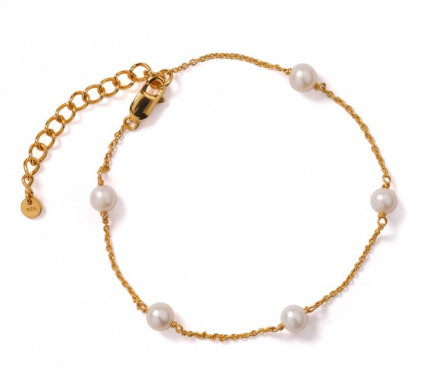 742 DER B384GP Southern Gates Gold Plated Sterling Silver Ariel Pearl Station Bracelet 0