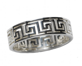 741 DER R186 Southern Gates Sterling Silver Art Deco Greek Key Ring 0