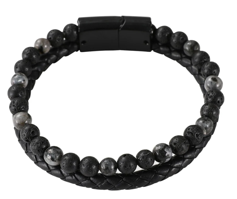 30350 Mad Man Black & White Lava Bracelet 0