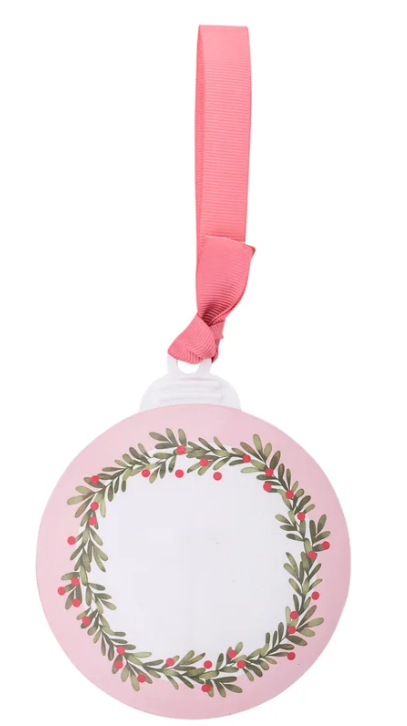 35815 Divinity Boutique Metal Ornament Baby's First Christmas Pink 0