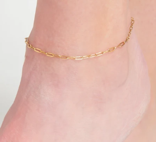 10054 Narelle 18k Gold Plated Paperclip Anklet 8.5 Inches 0